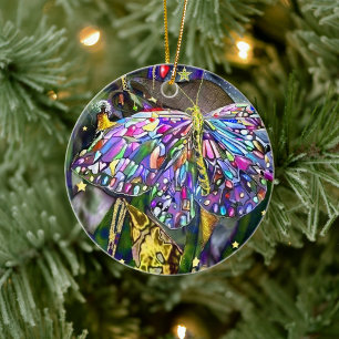 Décoration En Céramique Papillon de la feuille d'or du Nouvel An