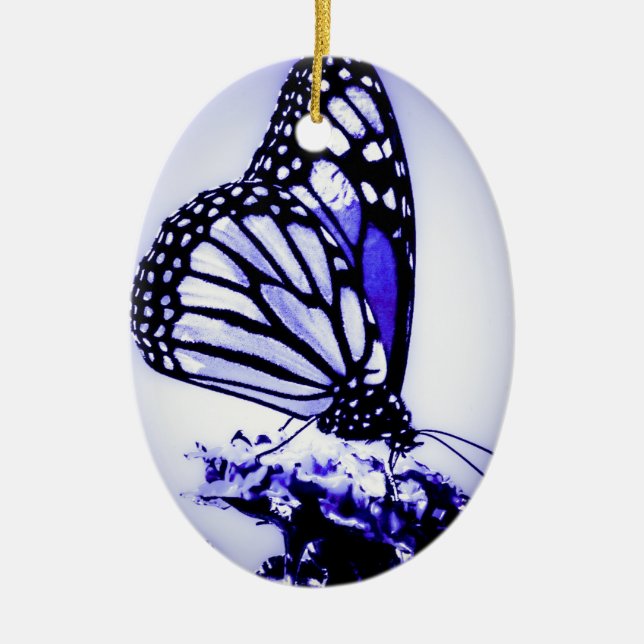 Décoration En Céramique Papillon de monarque, bleu - (Devant)