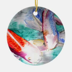 Décoration En Céramique Papillon Koi aquarelle Art de poisson japonais