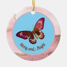 Décoration En Céramique Papillon Pinky Peach sur le ciel bleu Joyeux et lu
