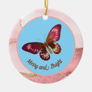 Décoration En Céramique Papillon Pinky Peach sur le ciel bleu Joyeux et lu