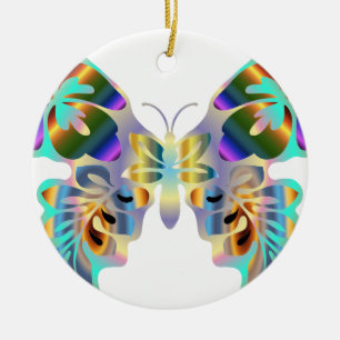 DÉCORATION EN CÉRAMIQUE PAPILLON TROPICAL HAWAÏEN