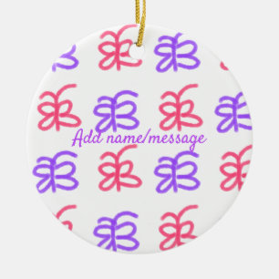 Décoration En Céramique Papillon violet rose doodle motif ajouter nom text