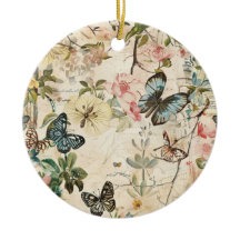 Papillons et fleurs vintages