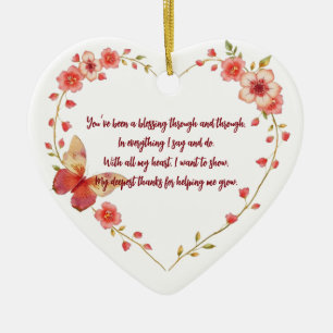 Décoration En Céramique Papillons personnalisés et Merci Floral Heart Ment