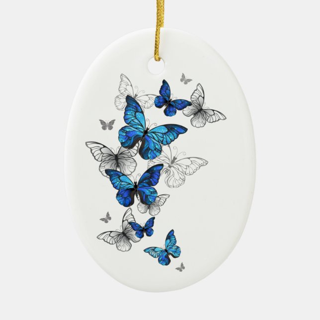 Décoration En Céramique Papillons volants bleus Morpho (Devant)