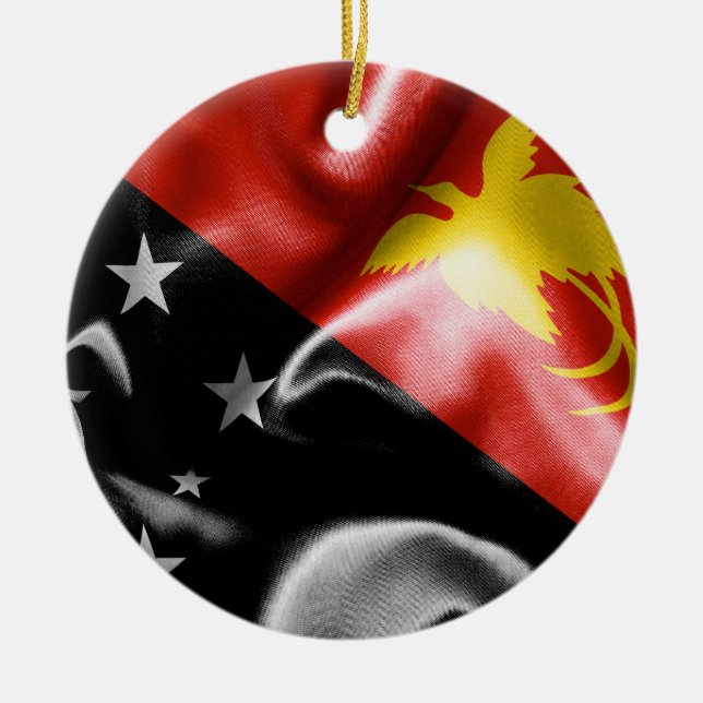 Décoration En Céramique Papua New Guinea Flag Christmas Ornament (Devant)