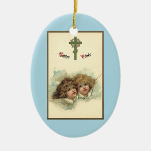 Décoration En Céramique Pâques vintage, anges angéliques nuages dans le ci