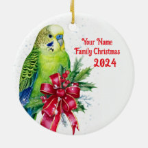 Parakeet Christmas Bow