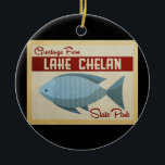 Décoration En Céramique Parc d'état du lac Chelan Vintage voyage de poisso<br><div class="desc">Le design de voyage vintage Greutages From Lake Chelan présente un poisson bleu amusant aux accents rouges et une ambiance rétro des années 1960.</div>