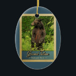 Décoration En Céramique Parc national de Grand Teton Ours Vintage<br><div class="desc">Style de voyage vintage Grand Teton National Park image avec un ours noir debout sur ses pattes arrières,  regardant dans la forêt verte.</div>
