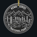 Décoration En Céramique Parc national de Kenai Fjords Vintage Monoline<br><div class="desc">Kenai Fjords monoline design. Le parc est un parc national américain qui entretient le champ de glace Harding,  ses glaciers débordants,  ses fjords côtiers et ses îles.</div>