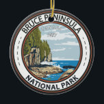 Décoration En Céramique Parc national de la Péninsule-Bruce Badge Vintage<br><div class="desc">Conception vectorielle du parc national de la Péninsule-Bruce. Le parc est l'une des plus grandes zones protégées du sud de l'Ontario,  formant le coeur de la Réserve mondiale de biosphère de l'Escarpement du Niagara de l'UNESCO.</div>