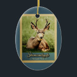 Décoration En Céramique Parc national de Shenandoah Deer Vintage<br><div class="desc">Style de voyage vintage Shenandoah National Park image avec un cerf de cerf magnifique avec des bois entiers assis sur l'herbe verte.</div>