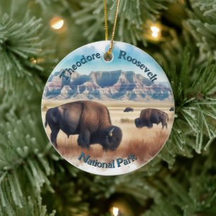 Décoration En Céramique Parc national de Theodore Roosevelt Bison Souvenir