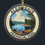 Décoration En Céramique Parc provincial Algonquin Art Vintage<br><div class="desc">Conception d'oeuvres vectorielles du parc provincial Algonquin. Ses forêts,  ses rivières et ses nombreux lacs,  dont le grand lac des Deux Rivières,  abritent des orignaux,  des ours et des huards communs.</div>