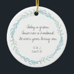 Décoration En Céramique Parents of the Groom Ornament Gift - Beach Blue<br><div class="desc">Simple and sweet keepsake "parents of the groom" ornament gift. The artwork is simple and elegant with a wreath of natural blues and greens, while the text is from the heart. A beachy, simple, natural vibe, great gift for groom to give his parents the day before the wedding or on...</div>