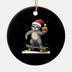 Décoration En Céramique PAResseux DE NOËL Drôle de paresseux de skateboard