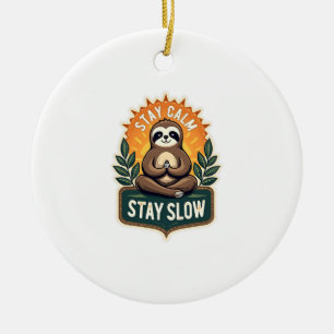 Décoration En Céramique Paresseux Méditant Vintage Relaxé T-Shirt 2