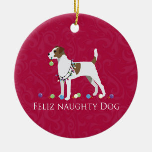 Décoration En Céramique Parson Russell Terrier Feliz Naughty Dog Christmas