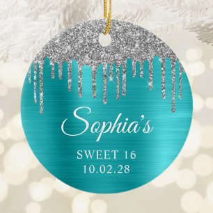 Décoration En Céramique Parties scintillant argent gouttes Aqua Blue Sweet