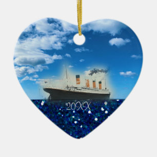 Décoration En Céramique Parties scintillant Bleue Titanic Bleu Vintage