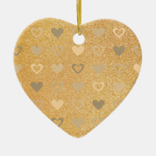 Décoration En Céramique parties scintillant / Coeurs or