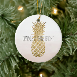 Décoration En Céramique Parties scintillant Crème de Pêche Glitzy ananas
