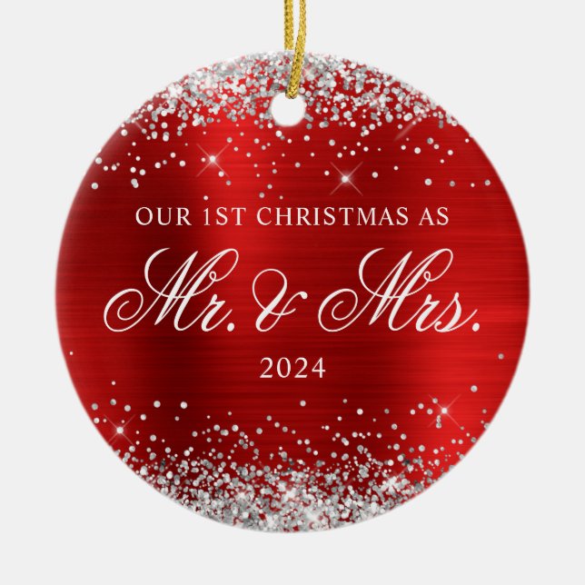 Décoration En Céramique Parties scintillant d'argent Pile rouge Notre 1ère (Devant)