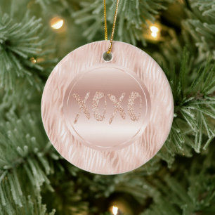 Décoration En Céramique Parties scintillant d'impression Zebra rose pâle X