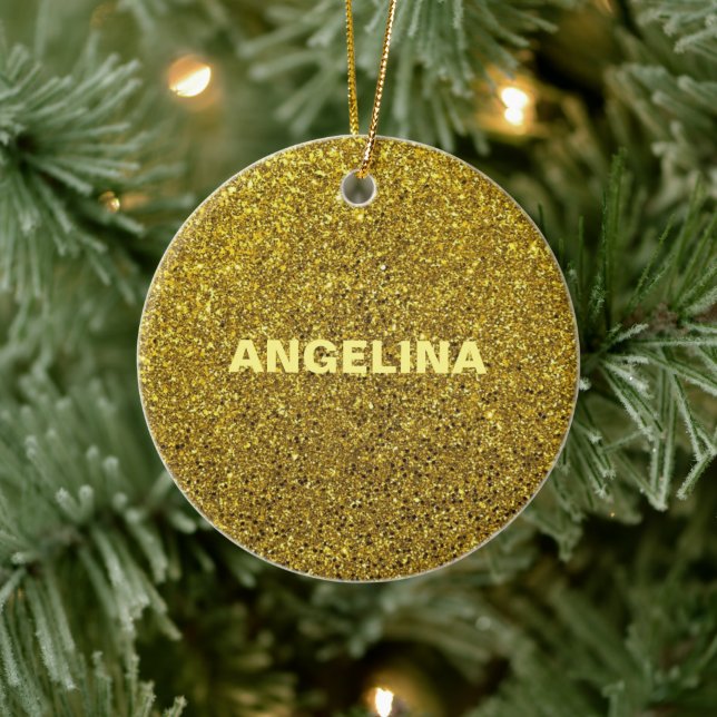 Décoration En Céramique Parties scintillant d'or avec ton nom (Arbre)