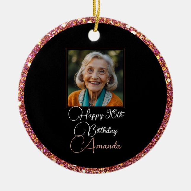 Décoration En Céramique Parties scintillant florale unique 90e anniversair (Devant)