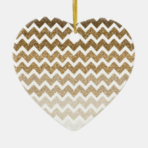 Décoration En Céramique Parties scintillant Gold Faux Chevron Ombre