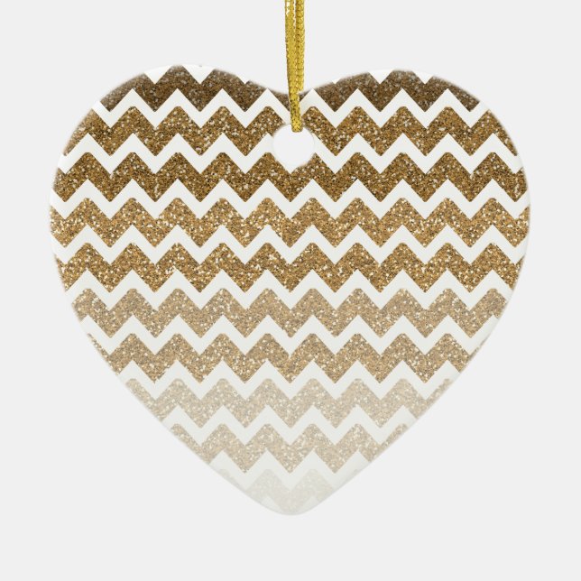 Décoration En Céramique Parties scintillant Gold Faux Chevron Ombre (Devant)