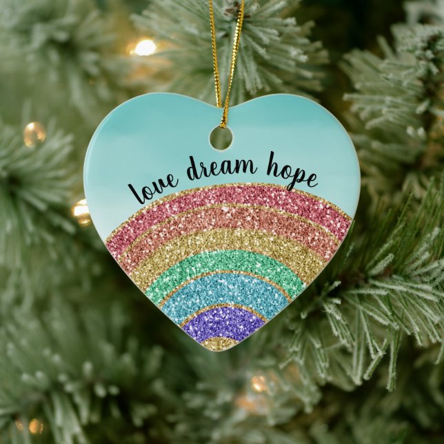 Décoration En Céramique Parties scintillant Rainbow Love Dream Hope Person (Arbre)