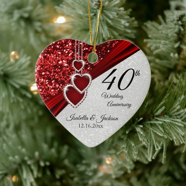 Décoration En Céramique Parties scintillant Rouge rubis 40e anniversaire � (Arbre)