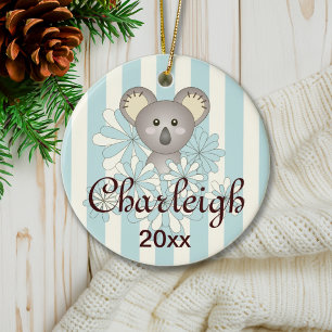 Décoration En Céramique Pastel Blue Stripe Cute Baby Koala Enfants Noël