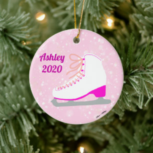 Décoration En Céramique Patinage de glace rose personnalisé joli