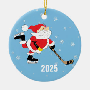 Décoration En Céramique Patinage Hockey Père Noël Année de Noël