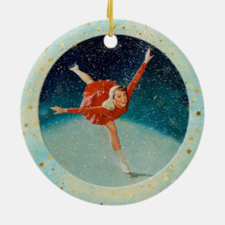 Décoration En Céramique Patinage Vintage de Noël