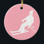 Décoration En Céramique Patineur Rétro Minimaliste Hiver Rose Blanc<br><div class="desc">Design motif cool à thème hiver skieur. Ski alpin en combinaison vintage rétro. Magnifique cadeau de sport d'hiver pour un skieur dans votre cercle d'amis,  de collègues ou de famille. Skieurs de Whimsical illustration design. Skieurs ski décor maison de ski,  équipe de ski,  cadeau entraîneur de ski.</div>