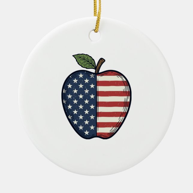 Décoration En Céramique Patriotic Apple Vintage Engraving Vector Design_1 (Devant)
