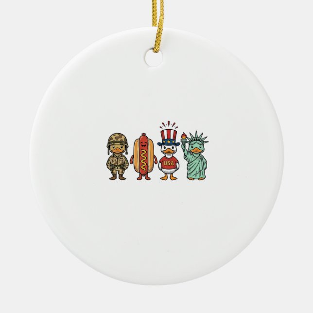 Décoration En Céramique Patriotic Duck and Hot Dog Vintage Vector Shirt_1 (Devant)