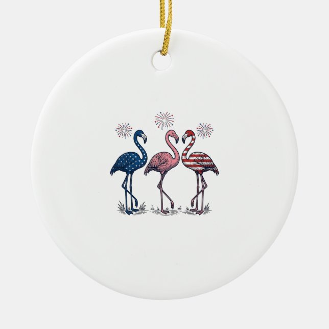 Décoration En Céramique Patriotic Flamingo Trio Vintage Engraving Design_1 (Devant)