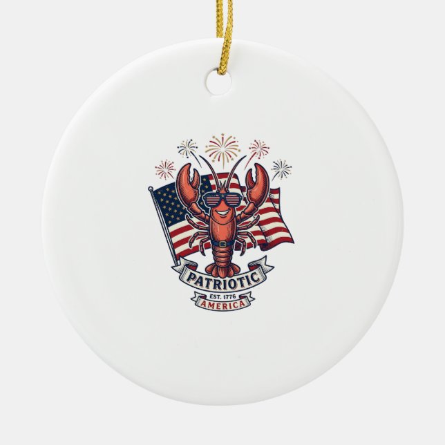 Décoration En Céramique Patriotic Lobster Flag Vintage Engraving T-Shirt_1 (Devant)