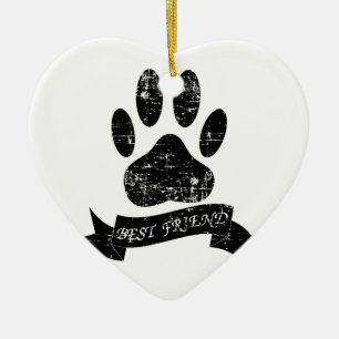 Décoration En Céramique Patte de chien en détresse avec ruban
