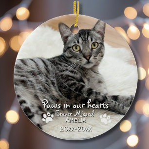 Décoration En Céramique Paws in our Hearts Photo Pet Memorial, Custom
