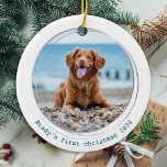 Décoration En Céramique Pawsitly Covid Quarantaine Blue Dog Pet Photo<br><div class="desc">Meilleure année à jamais ! Selon les chiens ! Décorez votre arbre ou envoyez un cadeau spécial avec ce super mignon personnalisé photo d'animal de compagnie de noël ornement personnalisé. Cet ornement de Noël de chien en quarantaine pandémique sera un favori de tous les amoureux de les chiens. Ajoutez la...</div>