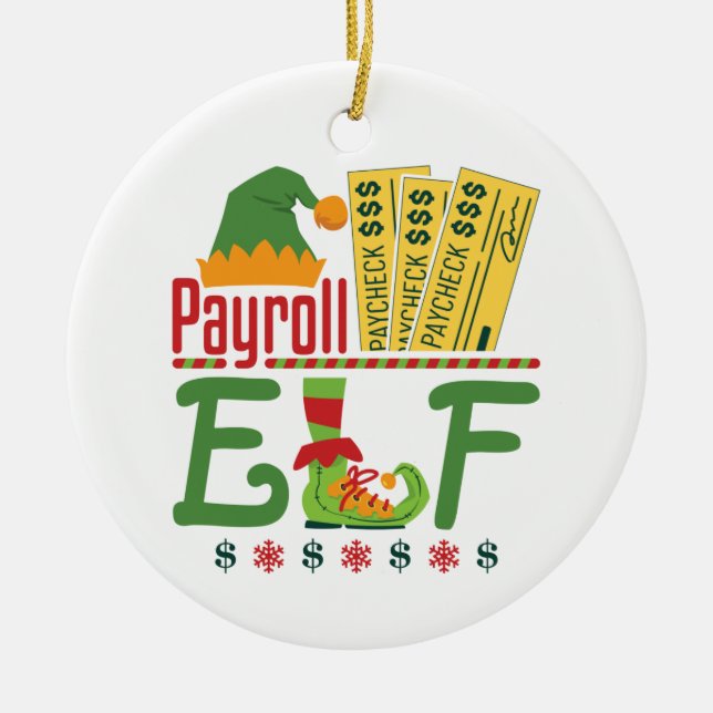 Décoration En Céramique Payroll Elf Noël commis de paye Gestionnaire (Devant)