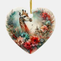 Paysage Fleurs Aquarelle Safari Girafe